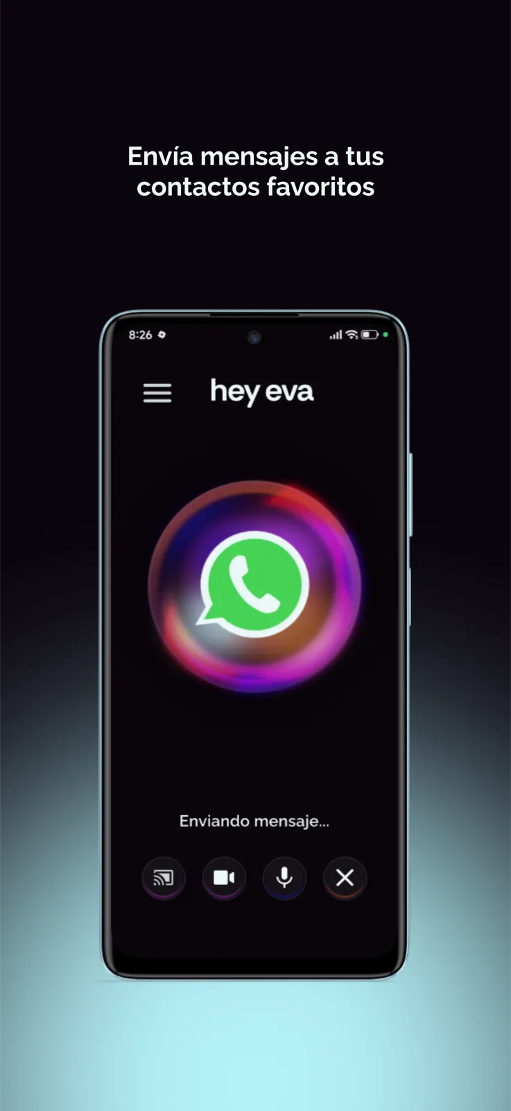 Eva sending a WhatsApp message by voice (Android)