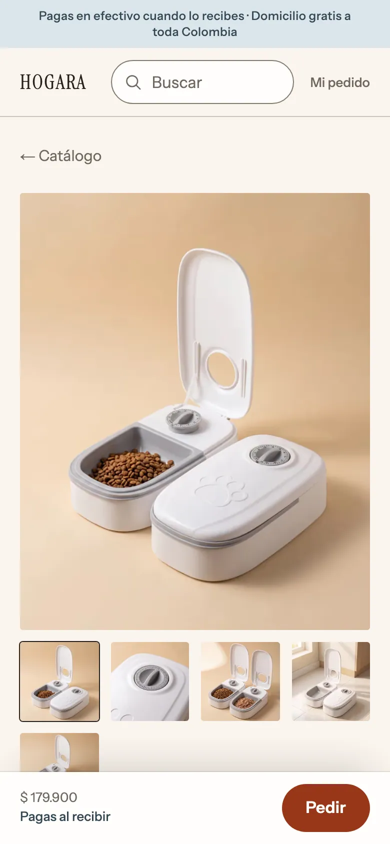 Screenshot of the product page of the Hogara store, phone view